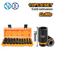 Juego Set Dados Impacto Largos Ingco HKISSD12102L 12.7mm 10 Pcs