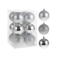 SET BOLAS ESFERAS DE NAVIDAD 36 UNIDADES DE 6CM PLATEADO