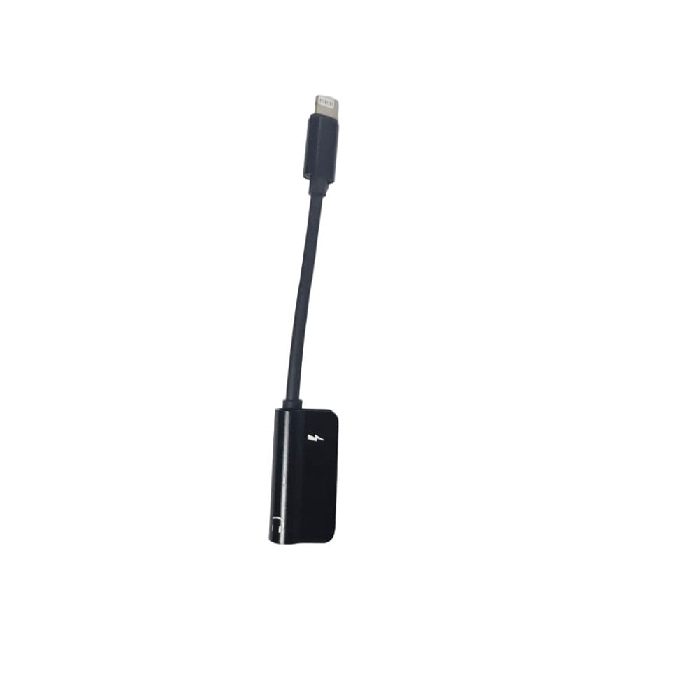 Adaptador de Carga de Audio 2 En 1 Lightning Negro