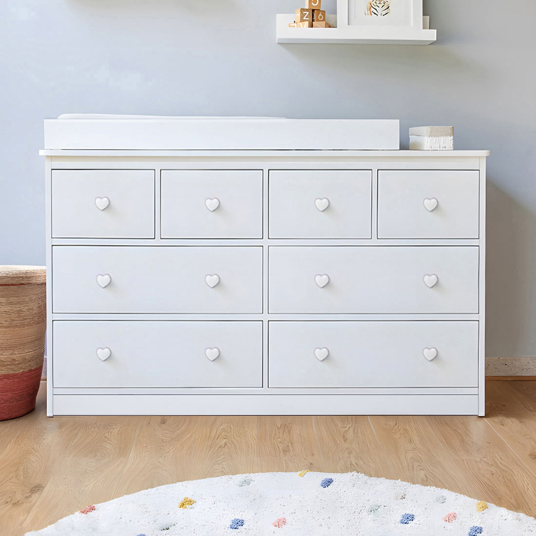 Cómoda Cambiador Para Bebé Sweet Dreams 8 Cajones Blanco 140 cm Huk