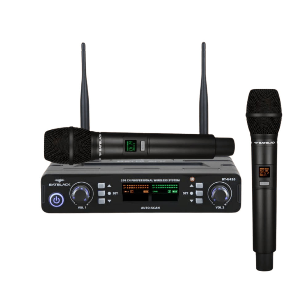 Microfono Inalambrico Profesional Uhf Batblack BT-U420 Frecuencia variable
