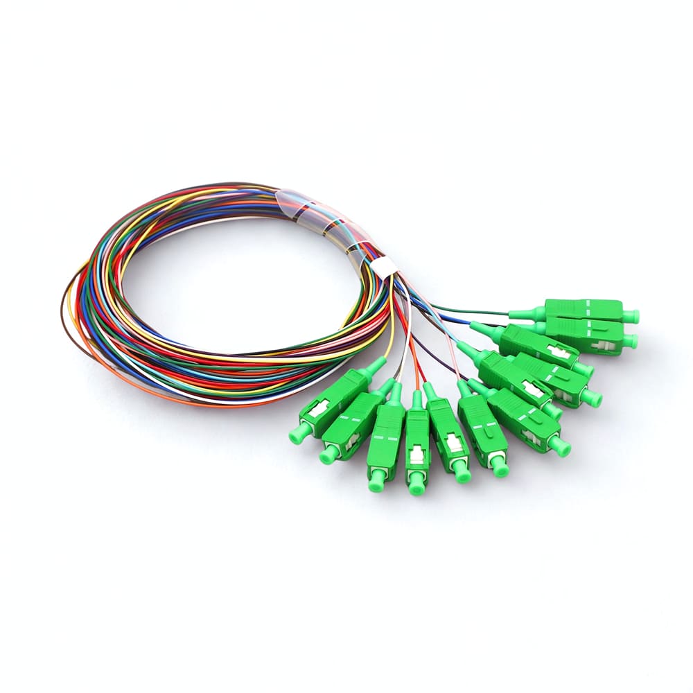 Fibra Optica Pigtail SC/APC 12 cores 0.9mm 1M Pack 5 unid