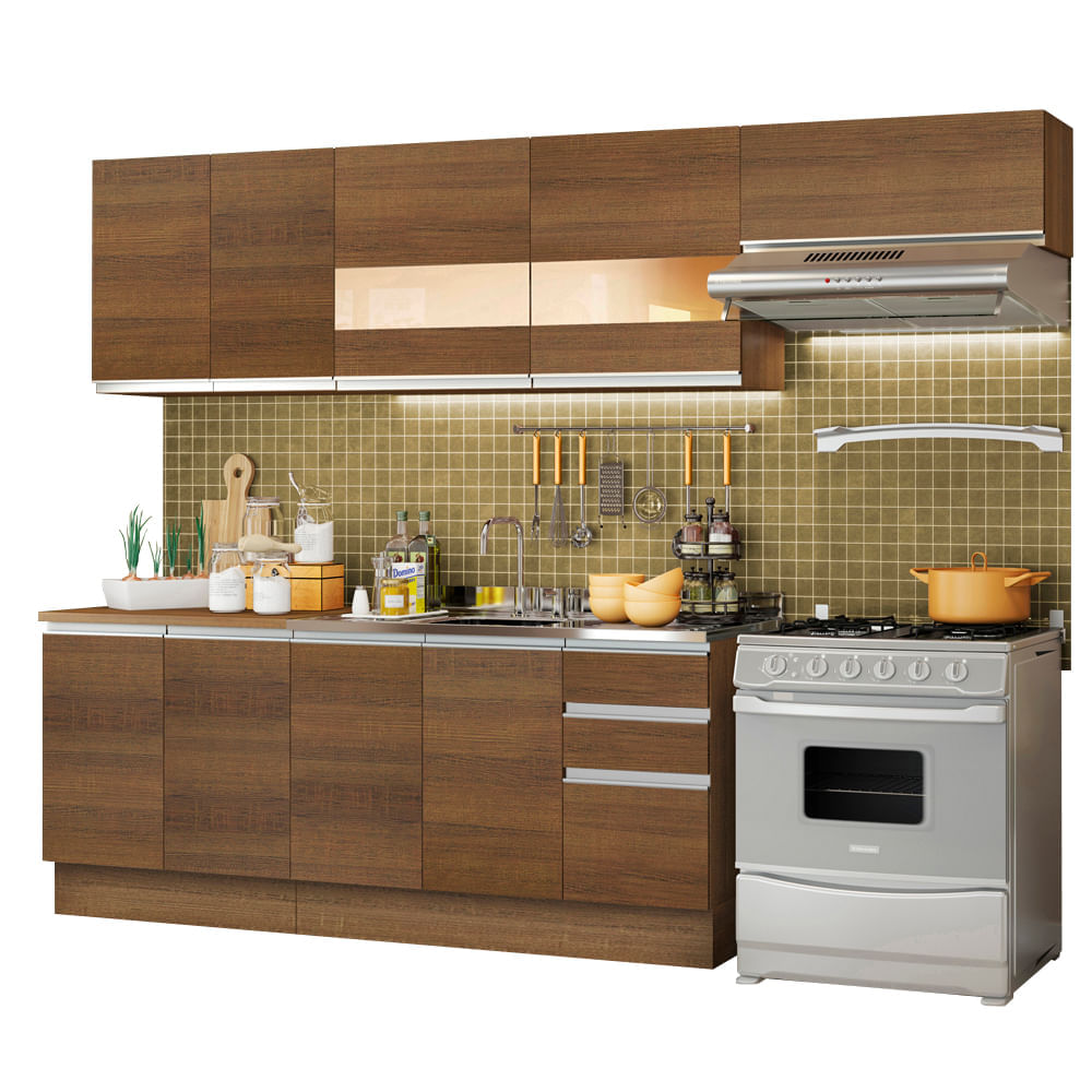 Mueble de Cocina Integral Marcela 280 cm Marrón 03