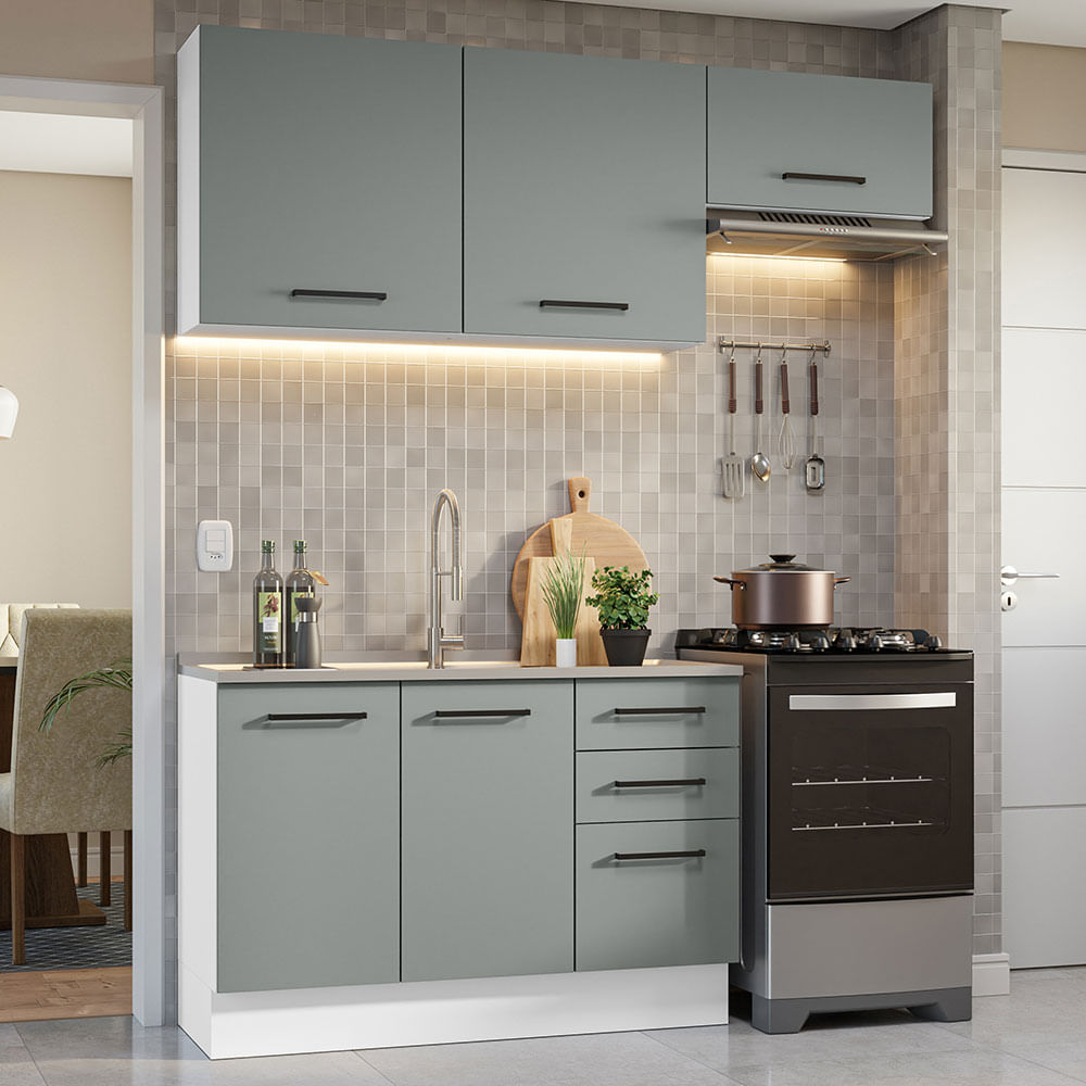 Mueble de Cocina Integral Agata 180 cm - Blanco y Gris 09