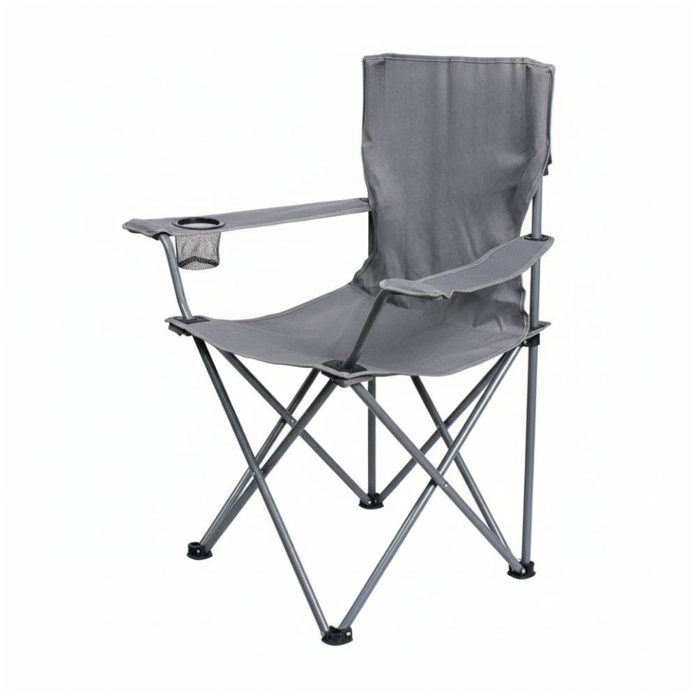 Silla Plegable Orange Gris con Brazos y Posavaso