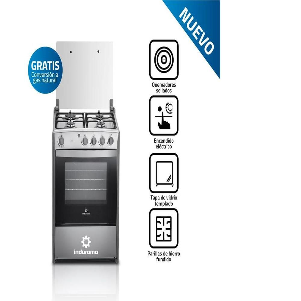 COCINA INDURAMA CORUÑA Q  4 HORNILLAS CROMA