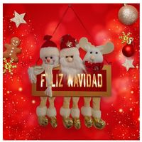 Adorno Letrero De Navidad Luz Led Papa Noel Reno Y Nieve