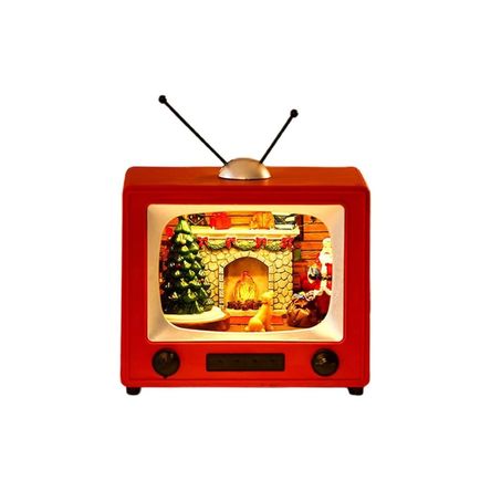 Adorno De TV Musical de Mesa Navidad Animación Giratoria
