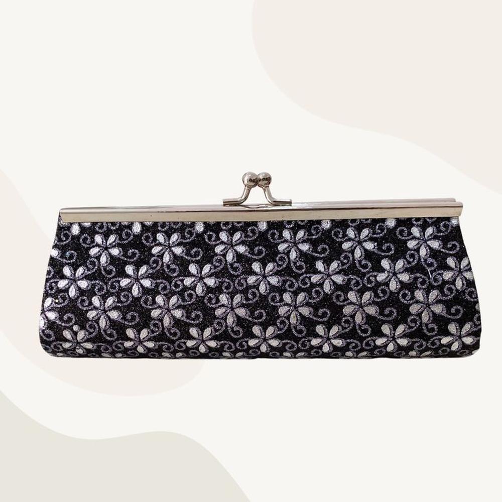Bolso de Mano Escarchado Modelo Vanila - Negro  Gris