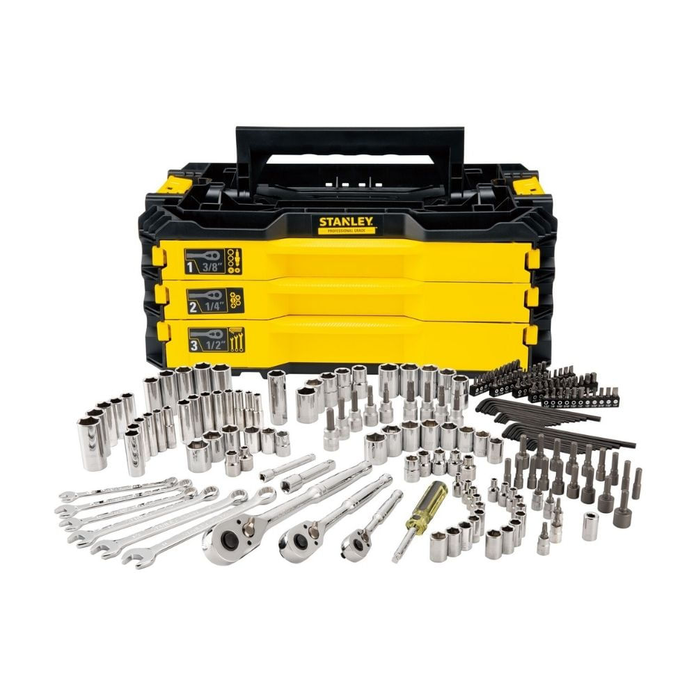 Set Caja de herramientas 1/4"" 3/8"" 1/2"" 203 piezas Stanley