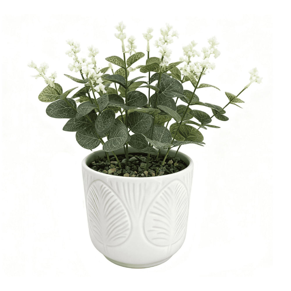 Planta artificial Eucalipto con maceta Cerámica Orange