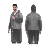 Poncho Impermeable Delgado Abierto de Mangas Elasticas con Capucha Ajustable Negro