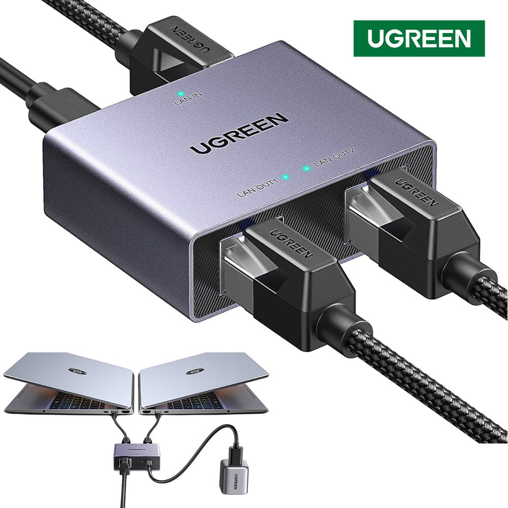UGREEN Divisor GIGABIT Ethernet RJ45 Splitter LAN 1 a 2 Para PC. PS5. Xbox y TV