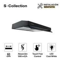 Campana Slim Black Touch Free Scollection 60 Cm