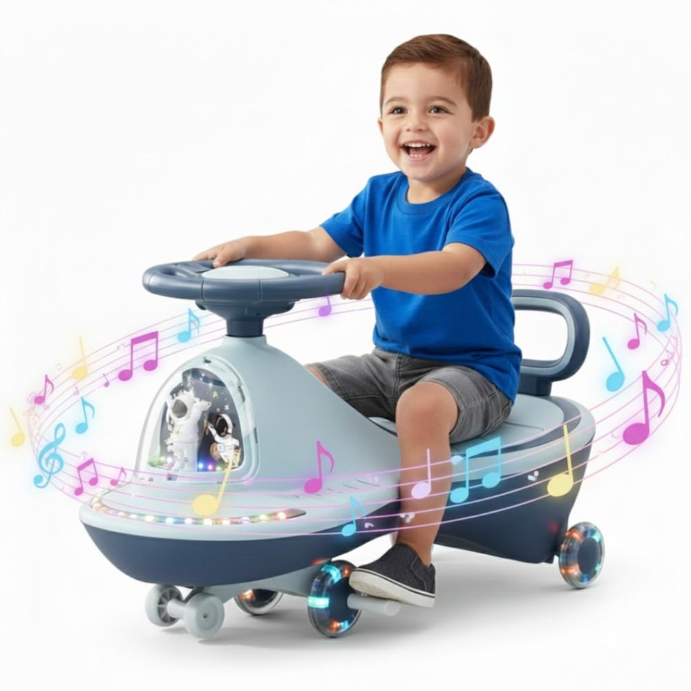 Coche con Luces Musical Juguete para Niños y Bebés Giro de 360 con Ruedas LED Empuje