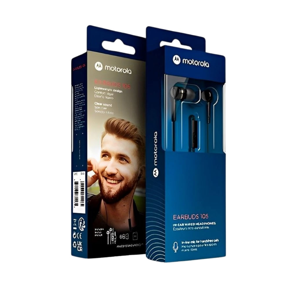 Audifonos Motorola Con Micrófono Manos Libres 3.5mm Earbuds 105 Negro