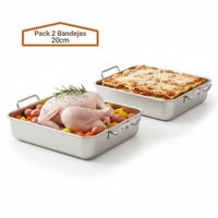 Bandeja para Servir, Hornear Acero Inoxidable 1800Ml Pack X2