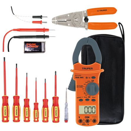 Kit Pinza Amperimetrica, Desarmadores 1000V Y Alicate Truper 10404-14196-17356 Kit Pinza Amperimetrica Desarmadores 1000V Y Alicate Truper 10404-14196-17356