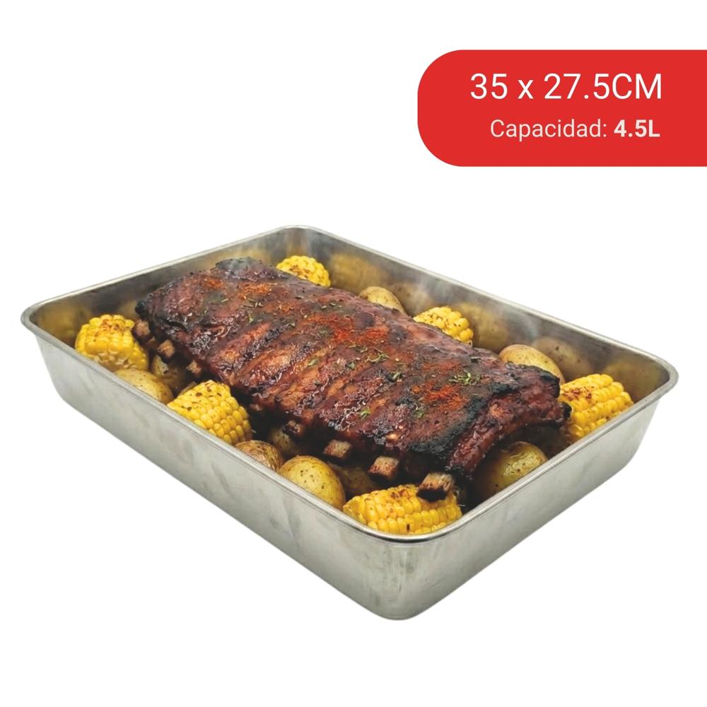 Bandeja rectangular de acero inoxidable 4.5 litros