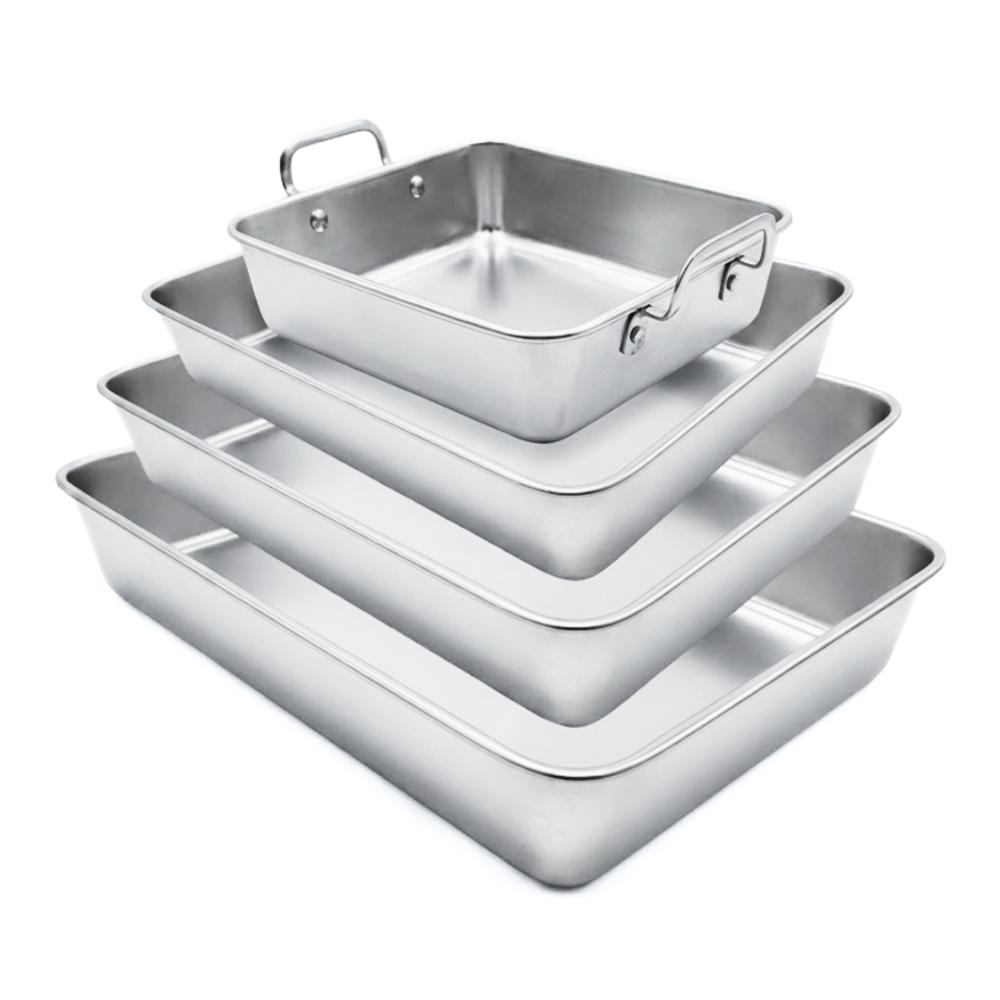 Set De 4 Bandejas De Acero Inoxidable Para Horno