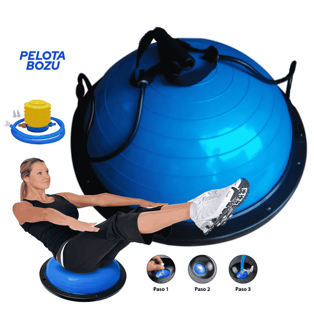 Pelota Bosu Equilibrio Fitness 58 cm con Ligas de Ejercicio