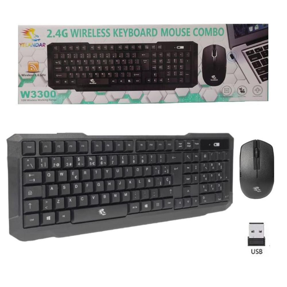 Teclado y Mouse Inalambrico  para PC Laptop Adaptador USB