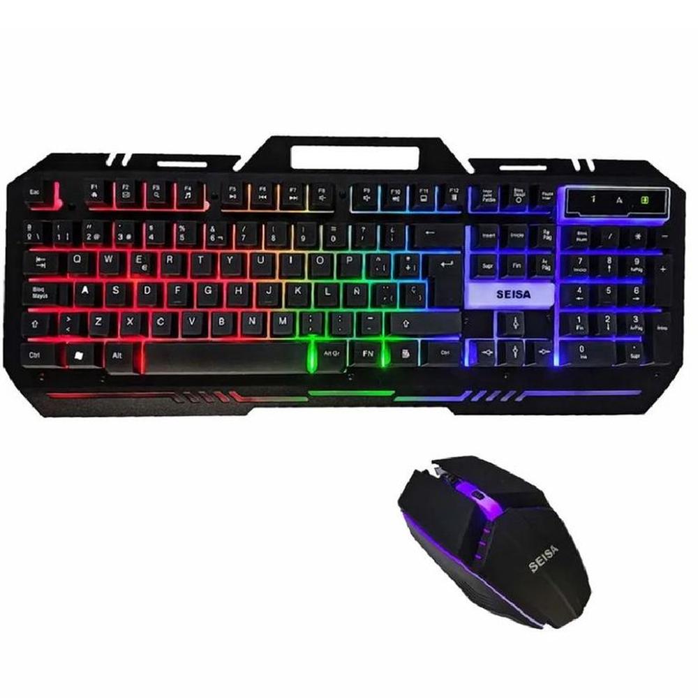 Teclado y Mouse Gamer Luces Rgb Pc Laptop Alambrico Seisa