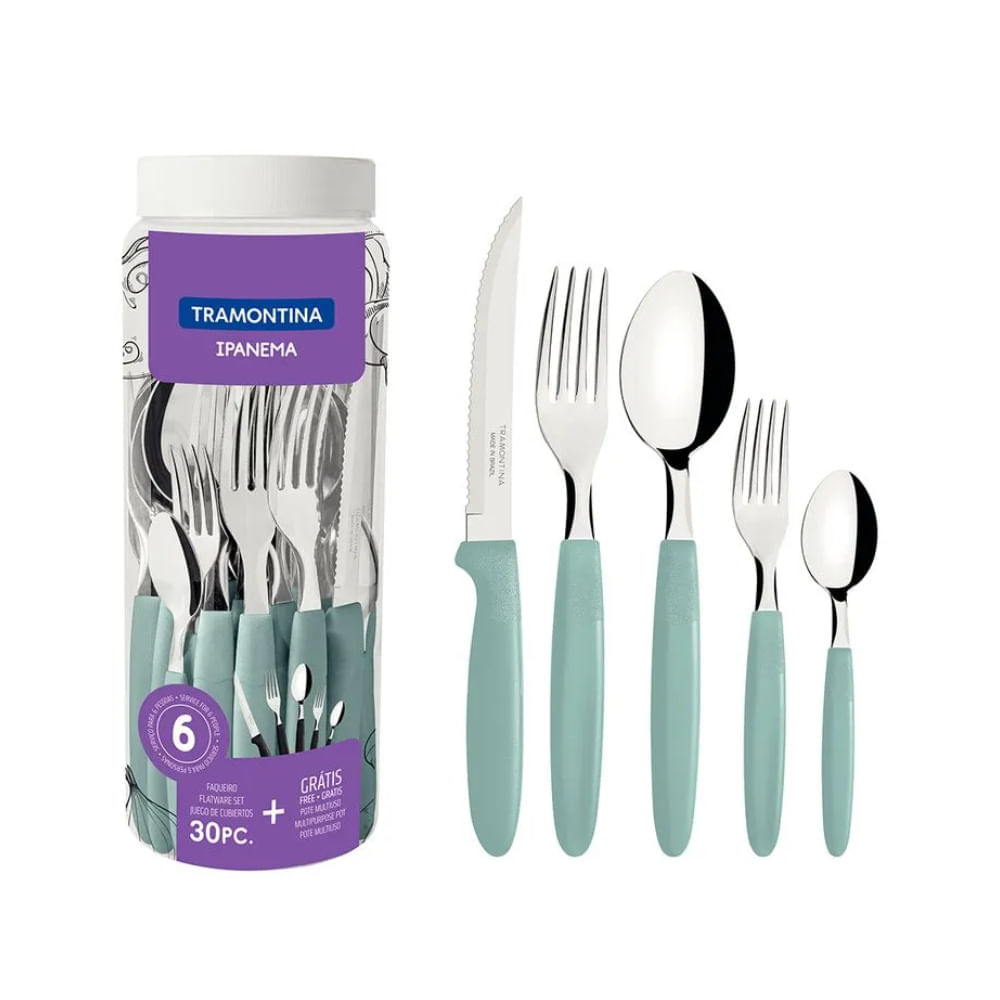 Juego de Cubiertos Ipanema Menta 30 Piezas Tramontina