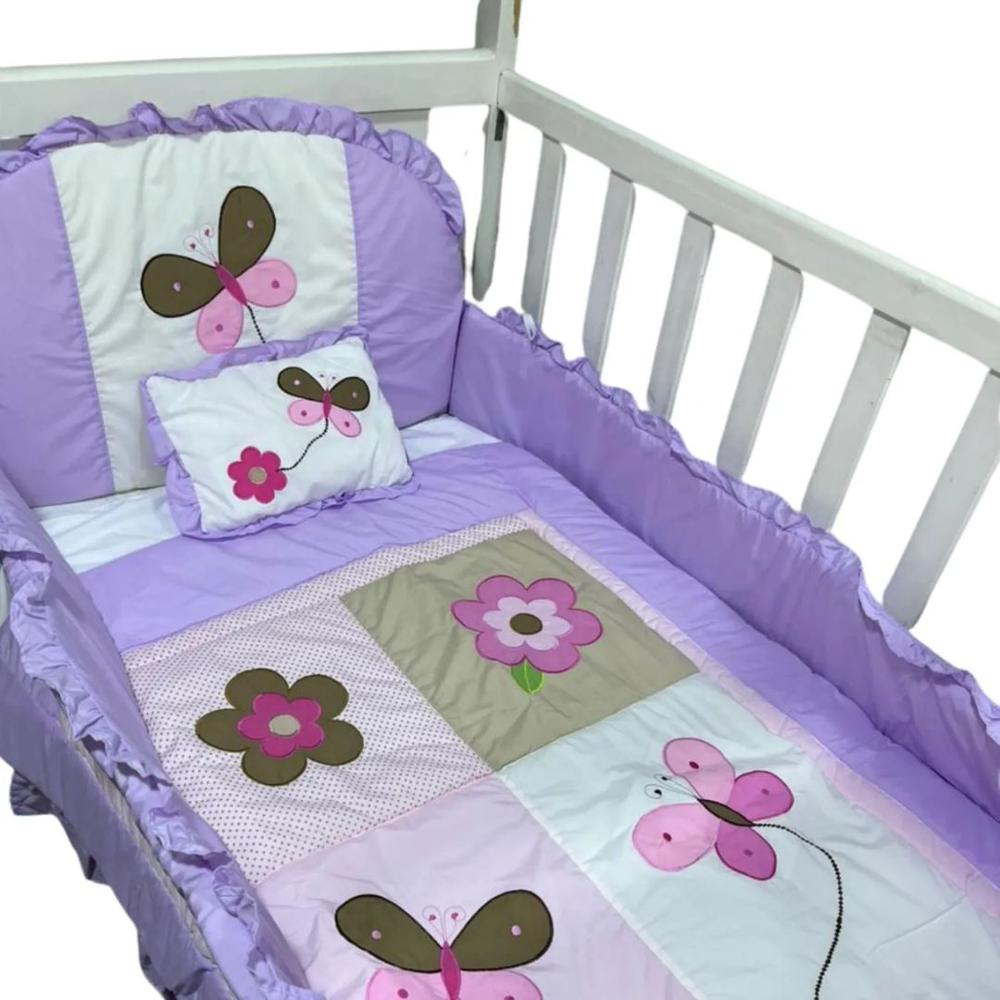 Set De Cuna Para Bebé Lila 5 Piezas Suave