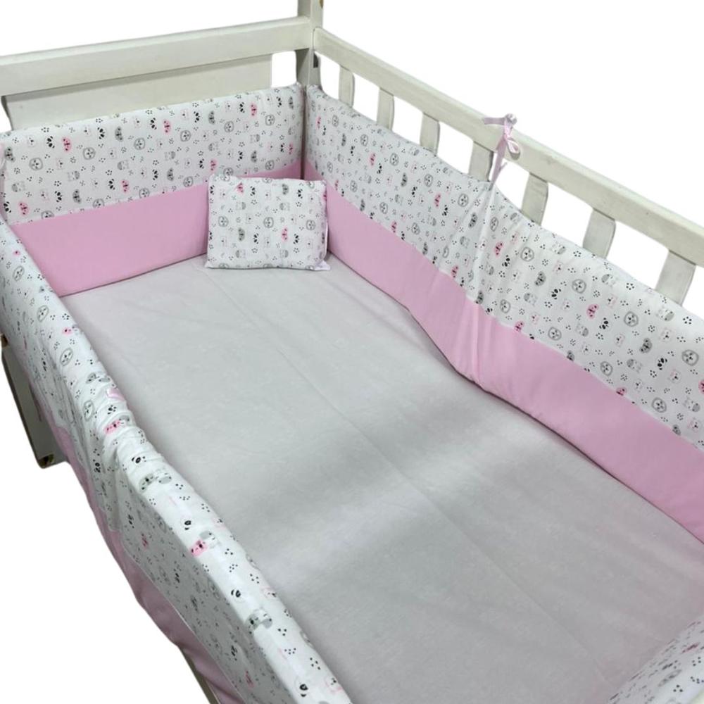 Protectores Laterales Parachoques De Baranda Para Cuna Con Almohadita Rosado