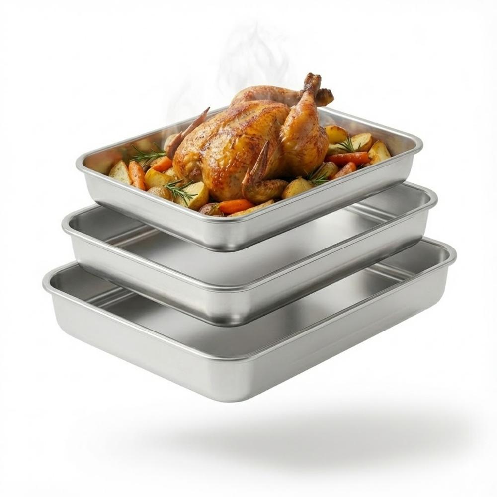 Bandeja para Hornear de Acero Inoxidable Set X3 24, 37 y 42cm