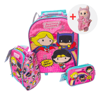 SET MOCHILA ESCOLAR JUSTICE LEAGUE ROS CON LABUBU