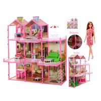 Casa de Muñecas Amoblada 3 Niveles 245 PCS y muñeca