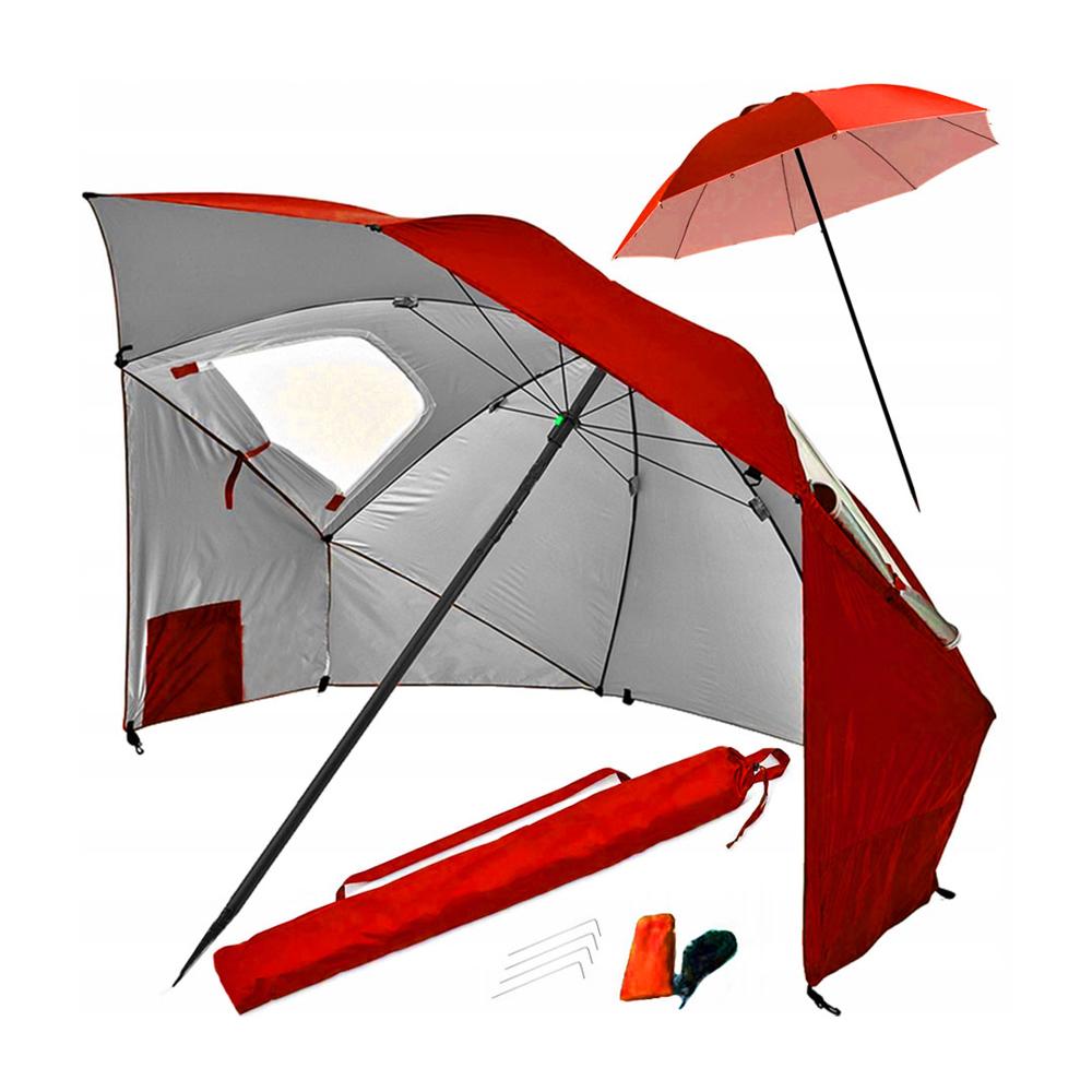 Sombrilla De Playa Grande Con Laterales Uv 220mt x 240mt Roja
