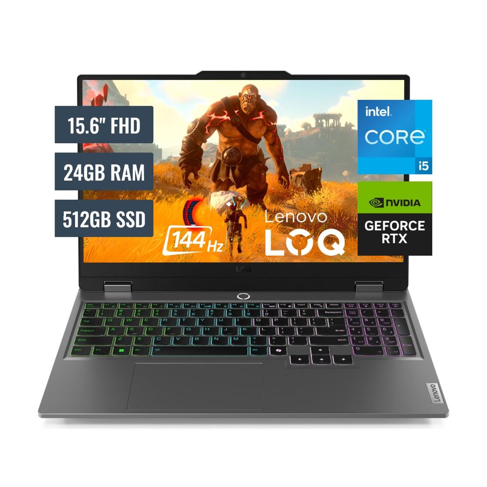 Laptop Lenovo LOQ Intel Core i5 12450HX 24GB RAM 512GB SSD 6GB RTX 3050 15.6 FreeDOS 83GS006WLM24