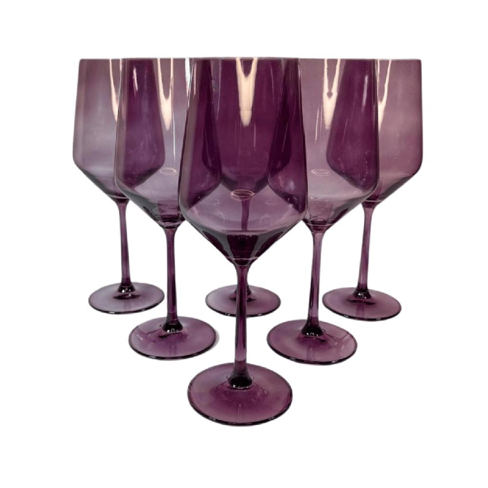 Copa Vino Púrpura Elegante - Colección Transparente