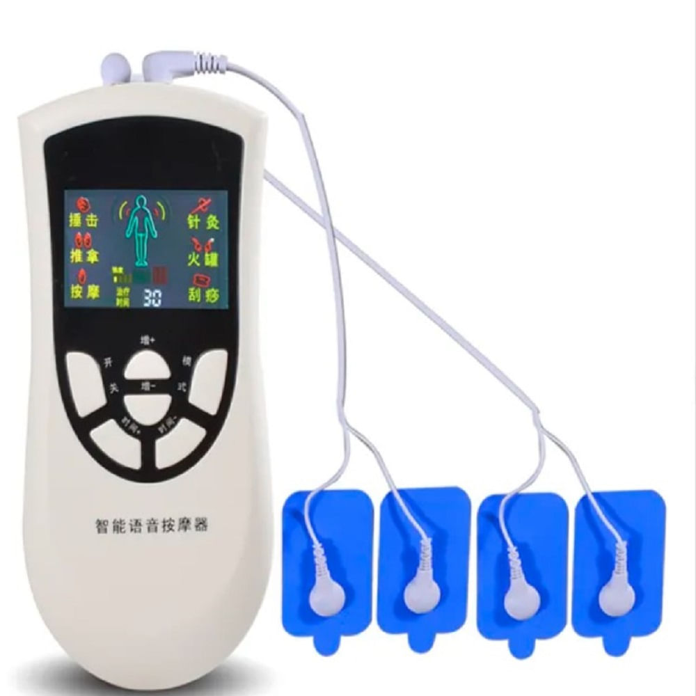 Masajeador Eléctrico con parches Tens Electrodo-blanco