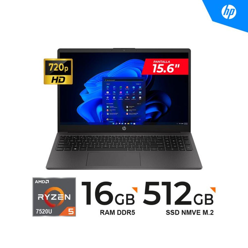 LAPTOP HP 255 G10 15.6 HD AMD RYZEN 5 7520U 4.30GHz 16 GB DDR5 512GB SSD FREEDOS