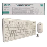 Kit Teclado y Mouse Pc Laptop Inalámbrico Adaptador USB Blanco Seisa