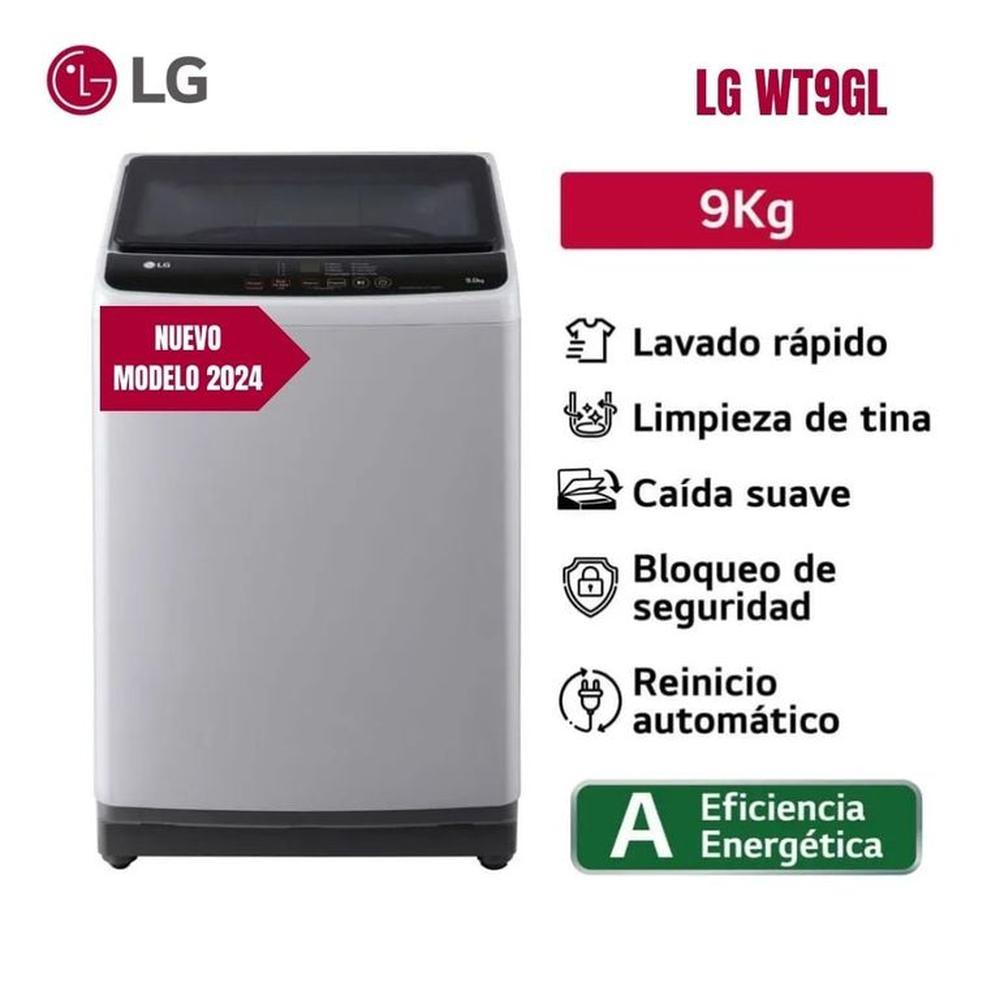 Lavadora LG WT9GL Carga Superior 9kg Gris Lavado rapido Bloqueo de seguridad