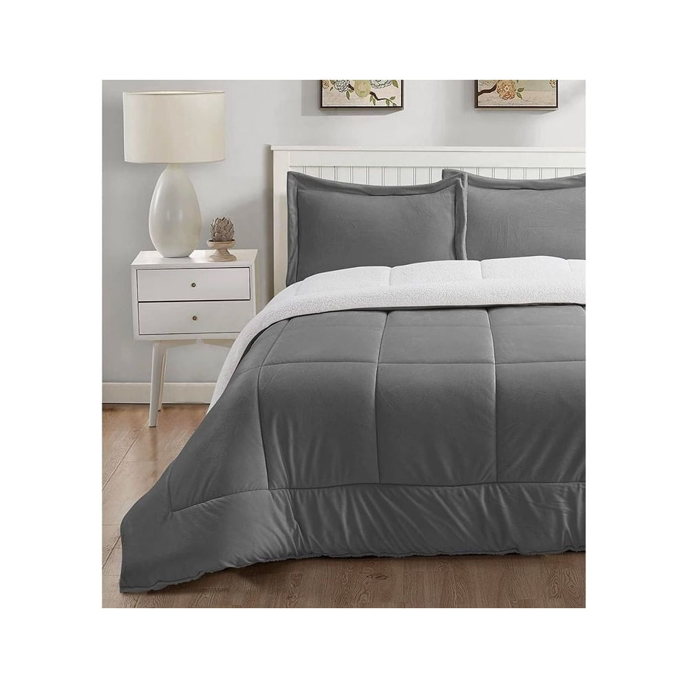 Edredón Sherpa Plomo 2 PLAZAS