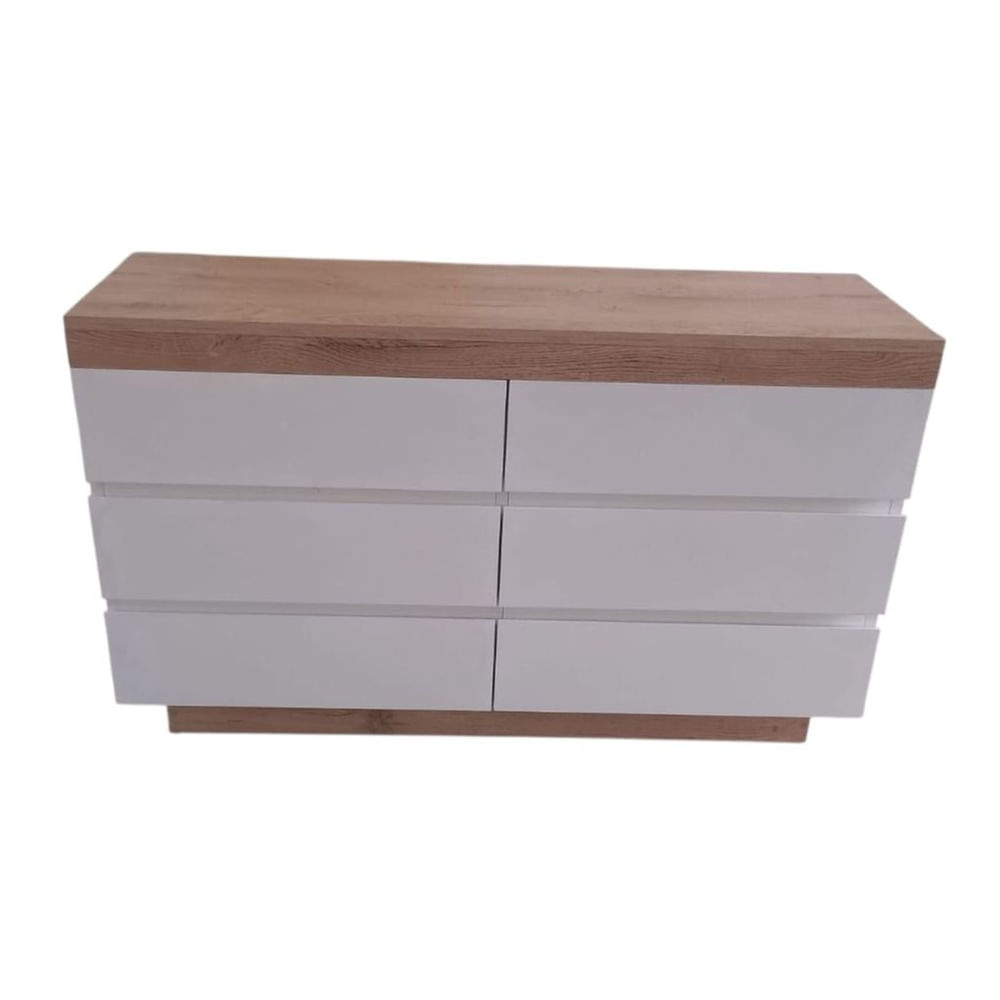 Cómoda Duna-Blanco con 6 Gavetas y Corte a 45