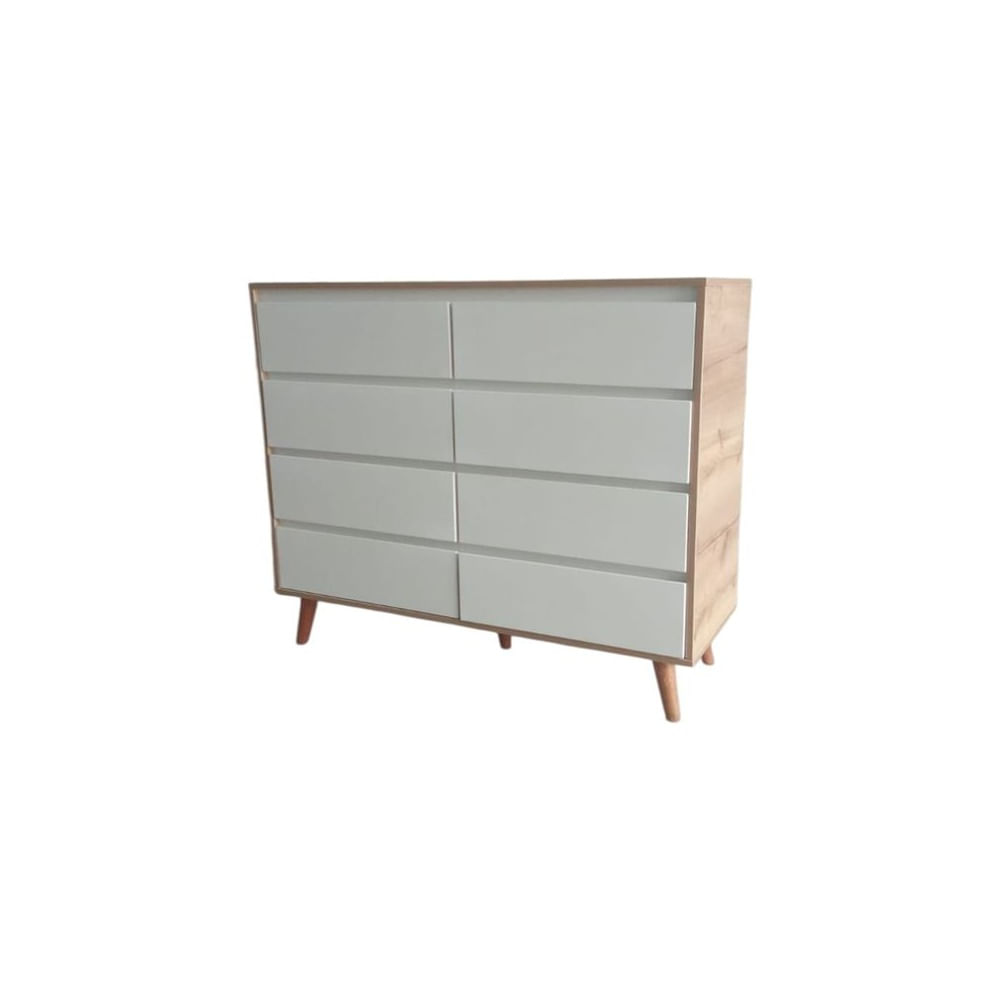 Cómoda Vintaje Duna de 8 Cajones con Frente Blanco (Melamina)