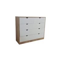 Cómoda de Dormitorio Moderna - 5 Cajones Blancos y Duna