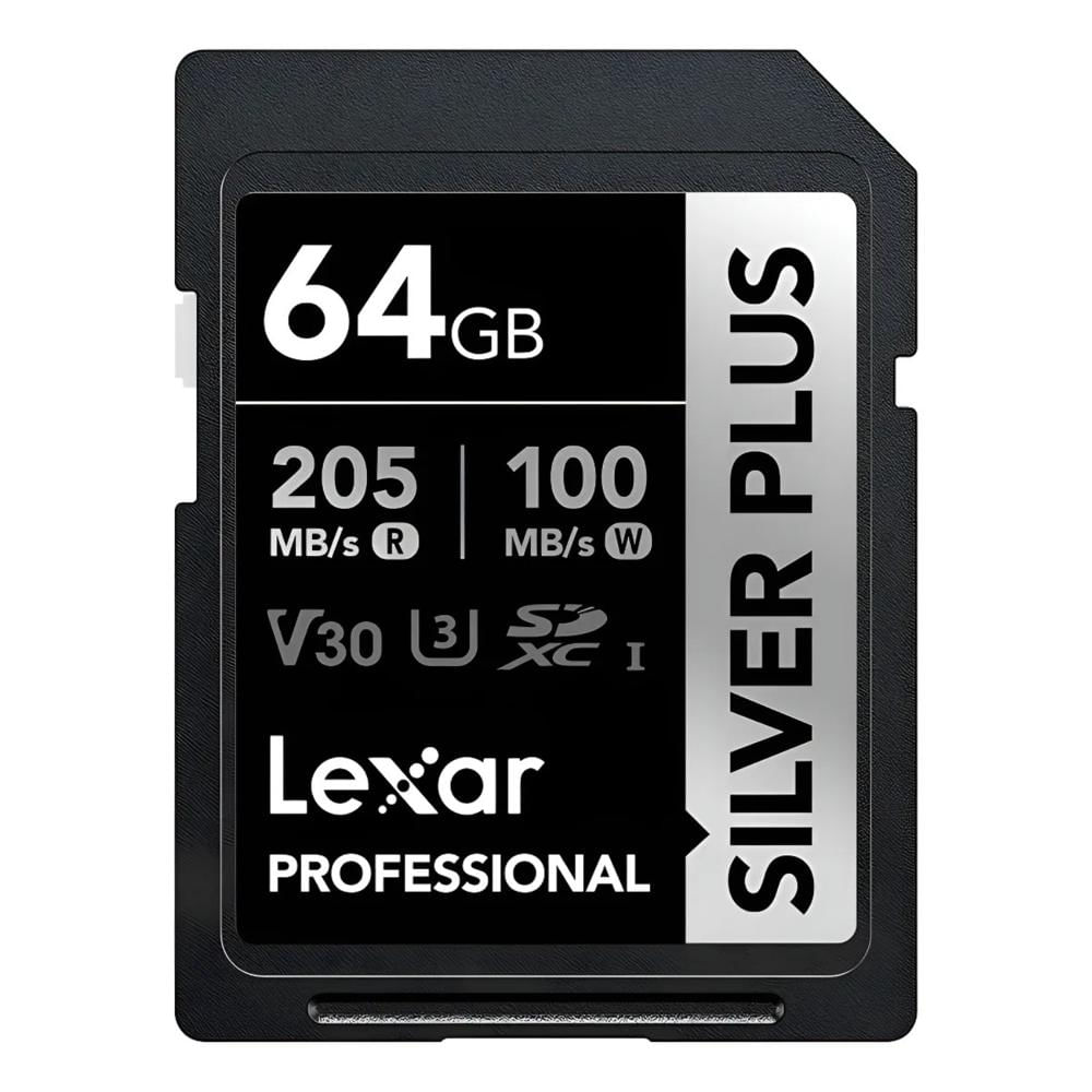Memoria SDXC U3 V30 Lexar Professional 64GB - W:100MB/s -R:205MB/s SILVER PLUS