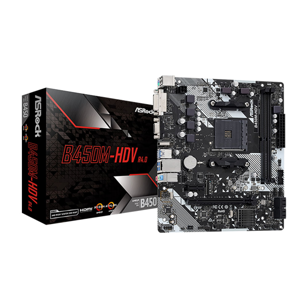 Placa Base ASROCK B450M-HDV R4.0 Chipset AMD B450 Socket AM4 Compacta mATX para Mejor Rendimient