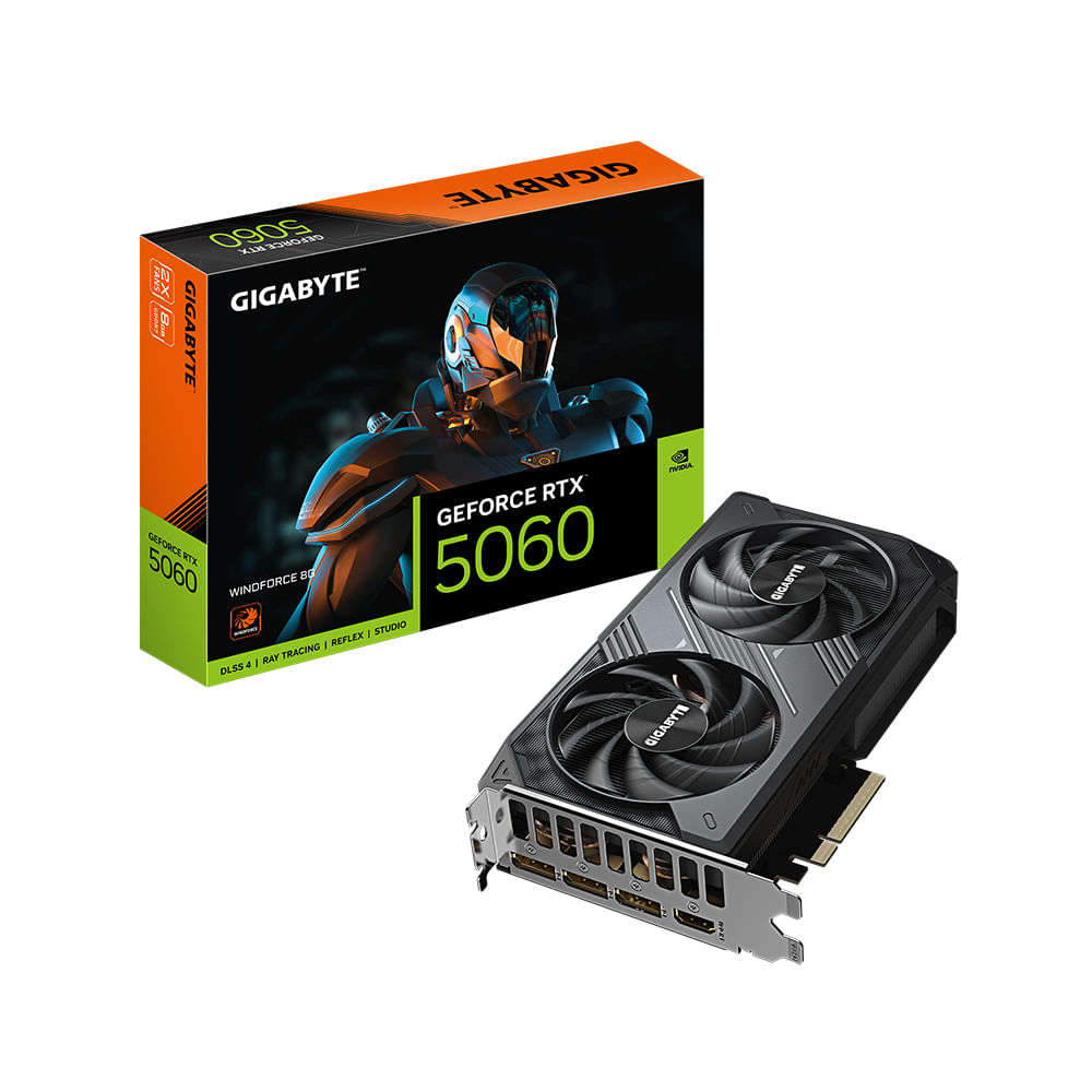 Tarjeta Gráfica Gigabyte GeForce RTX 5060 WindForce 8GB GDDR7 para Gaming y Edición de Video