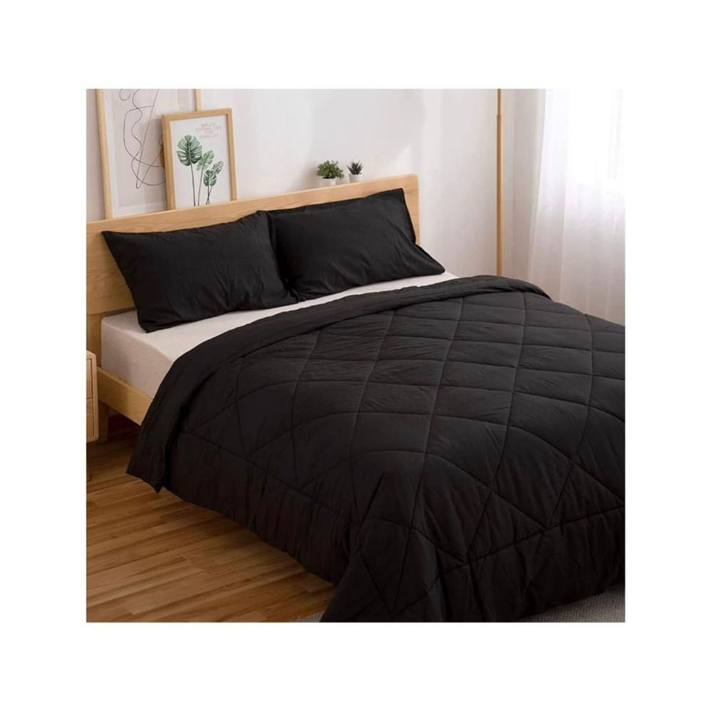 Cubrecama Monocromo Negro 1.5 PLAZA