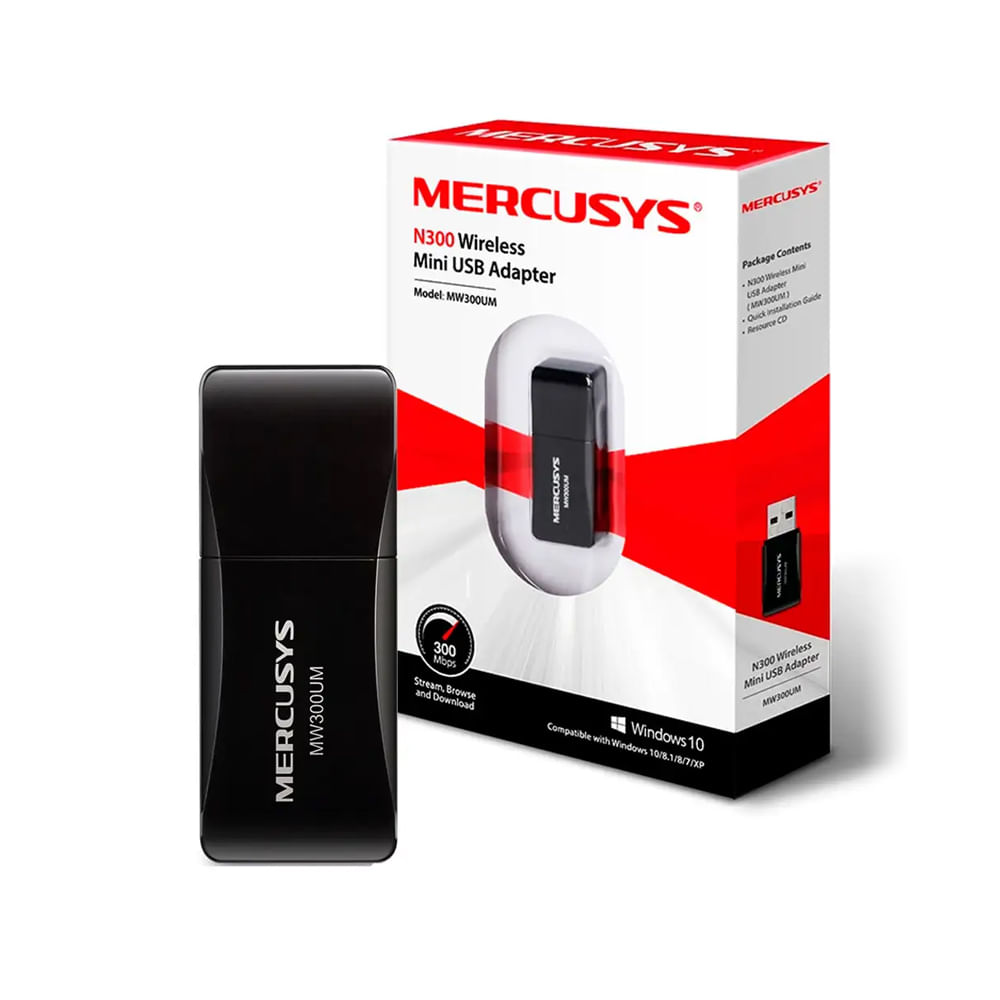 Adaptador de red USB 2.0 Mercusys MW300UM - Conectividad Wi-Fi 802.11bgn para alta velocidad
