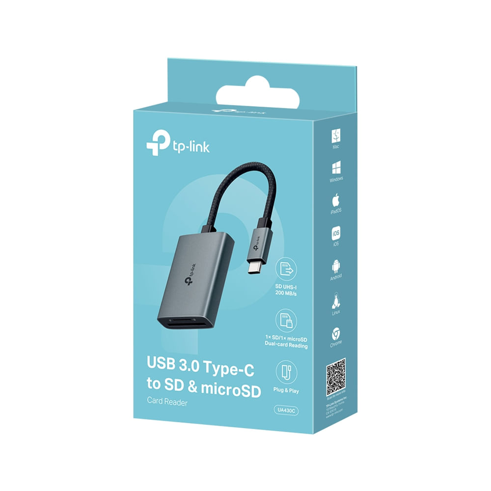 Lector Grabador USB-C TP-Link UA430C para Tarjetas de Memoria Compacto y de Alta Velocidad